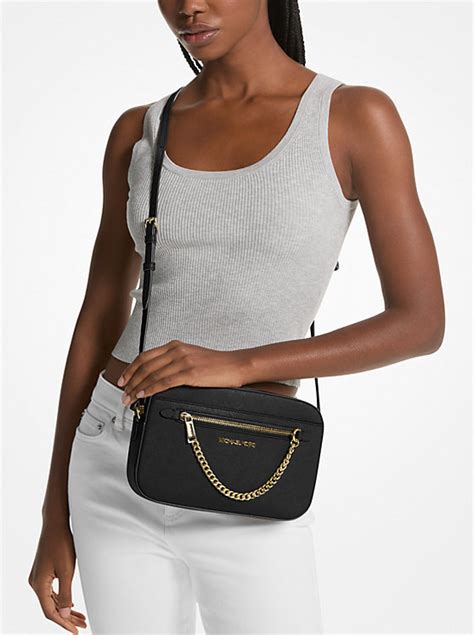 michael kors jet set large embellished leather crossbody|mk jet set saffiano crossbody.